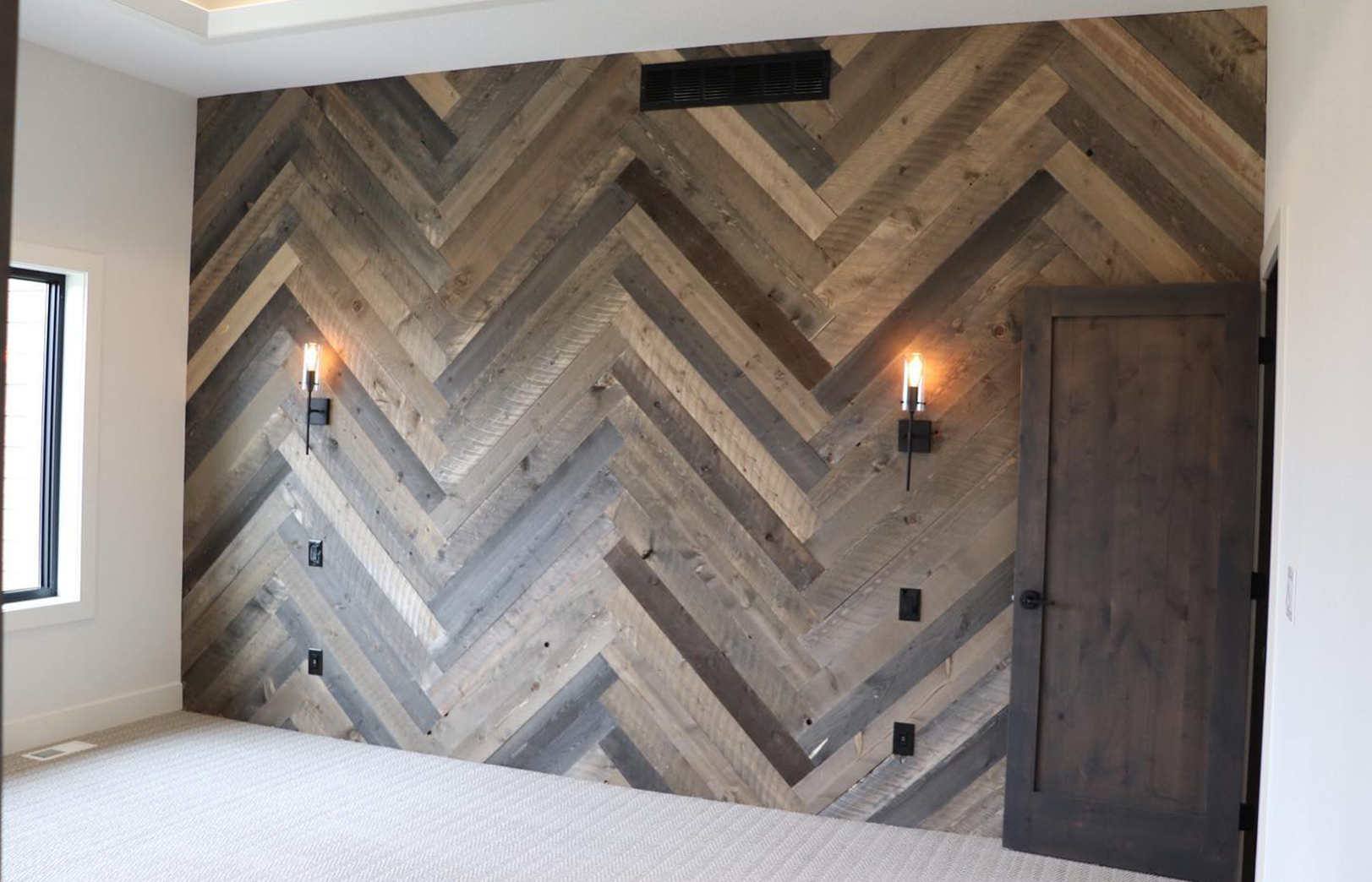 chevron pattern wood accent wall